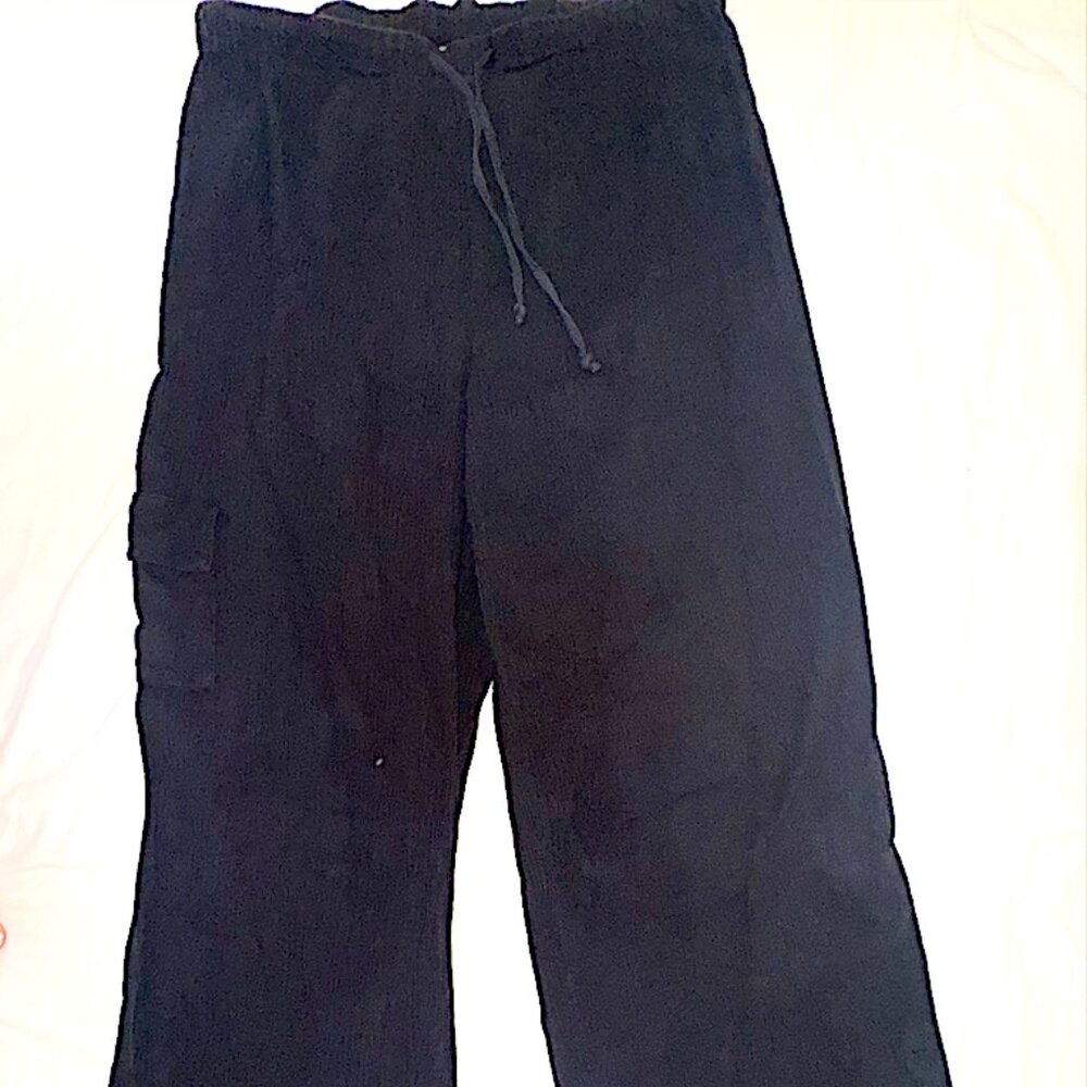Chico's lightweight black gauzy tie waist palazzo pants M (Chico's sz 1)